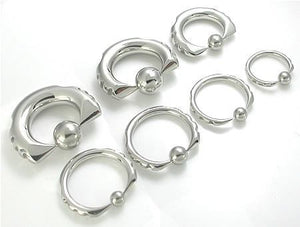 14g-2g Techno Tribal Captive Bead Ring with Vampire Tips