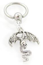 Skull Toting Dragon Captive Ring