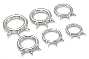 10g, 8g, or 6g Spiked Stainless Steel Segment Ring