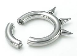 10g, 8g, or 6g Spiked Stainless Steel Segment Ring