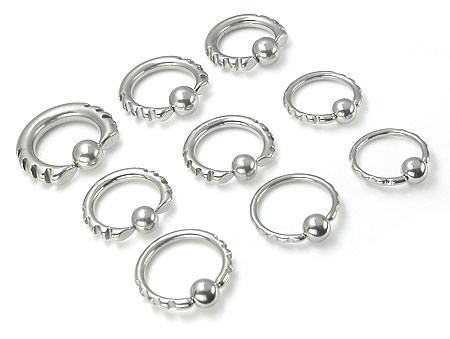 14g-6g Techno Tribal Captive Bead Ring with Eight Fiery Indents