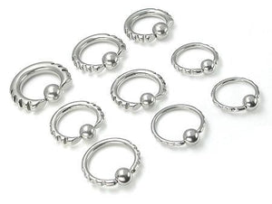 14g-6g Techno Tribal Captive Bead Ring with Eight Fiery Indents