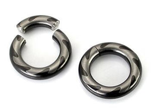 10g-4g Black Titanium Coated Stainless Steel Segment Ring - Laser Saw Blade