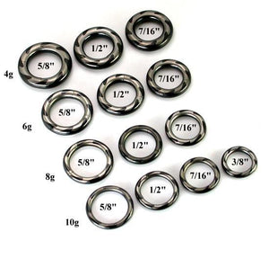 10g-4g Black Titanium Coated Stainless Steel Segment Ring - Laser Saw Blade