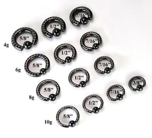 10g-4g Black Titanium-Coated Stainless Steel Captive Ring with Arrows