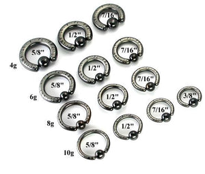 10g-4g Black Titanium-Coated Stainless Steel Captive Ring With Flames