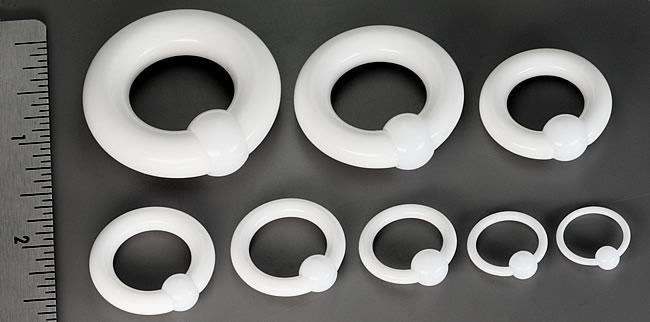14g-00g White Acrylic Captive Rings