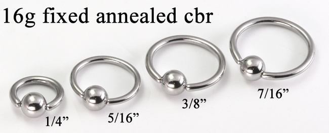 16g Fixed Bead Stainless Steel Ring - Annealed
