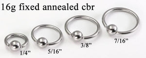 16g Fixed Bead Stainless Steel Ring - Annealed