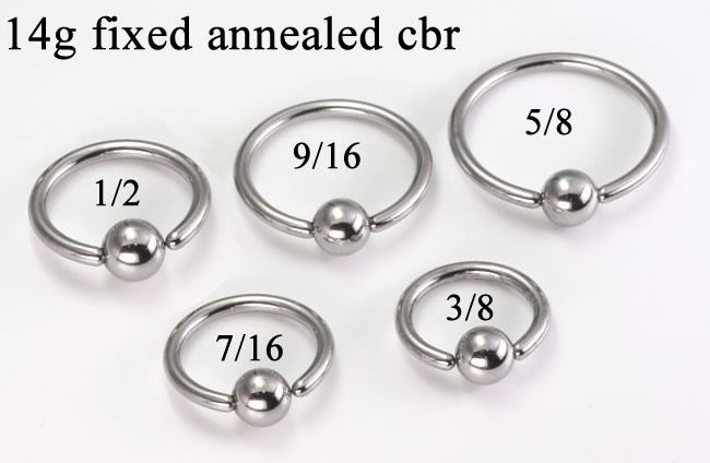 14g Fixed Bead Stainless Steel Ring - Annealed