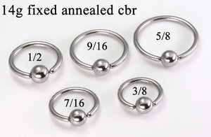 14g Fixed Bead Stainless Steel Ring - Annealed