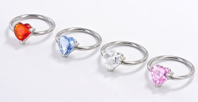 16g Heart Prong Set Captive Ring