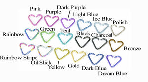 18g Niobium Heart for Ear Piercings — 2 Sizes & 18 Color Options — Price Per 1