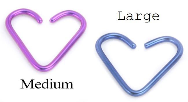 18g Niobium Heart for Ear Piercings — 2 Sizes & 18 Color Options — Price Per 1