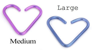 18g Niobium Heart for Ear Piercings — 2 Sizes & 18 Color Options — Price Per 1
