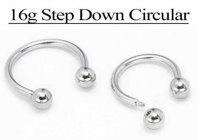 16g E-Z Piercing Circular Barbell Step-Down Threaded