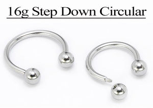 16g E-Z Piercing Circular Barbell Step-Down Threaded
