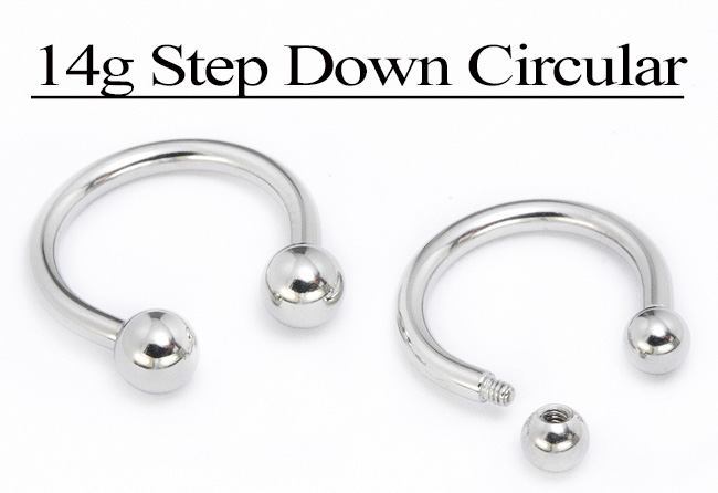 14g E-Z Piercing Circular Barbell Step-Down Threaded