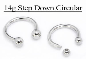 14g E-Z Piercing Circular Barbell Step-Down Threaded