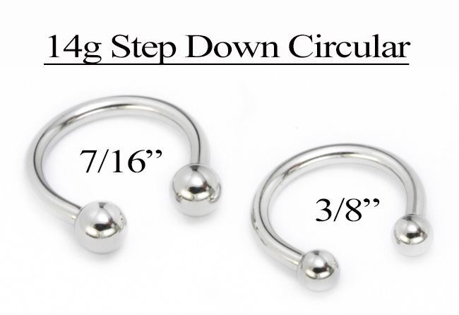 14g E-Z Piercing Circular Barbell Step-Down Threaded