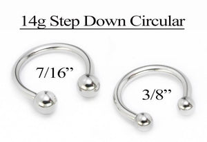 14g E-Z Piercing Circular Barbell Step-Down Threaded