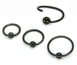 18g Annealed Black PVD Fixed Ball Ring