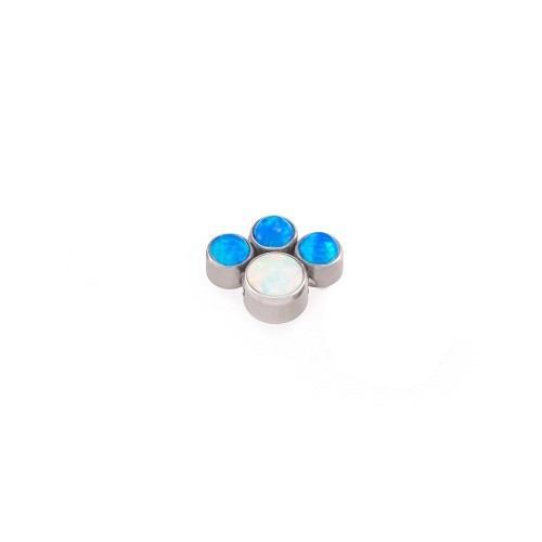 Tilum 14g-12g Internally Threaded Paw Print Cluster Top - Choose 4mm Opal - Price Per 1