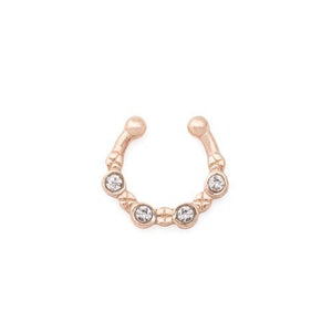 Gold Plated Brass Clip-On Septum Ring with Crystals — Price Per 1