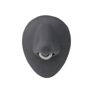 16g Stainless Steel Septum Clicker with Double Tiered Crystals — Price Per 1