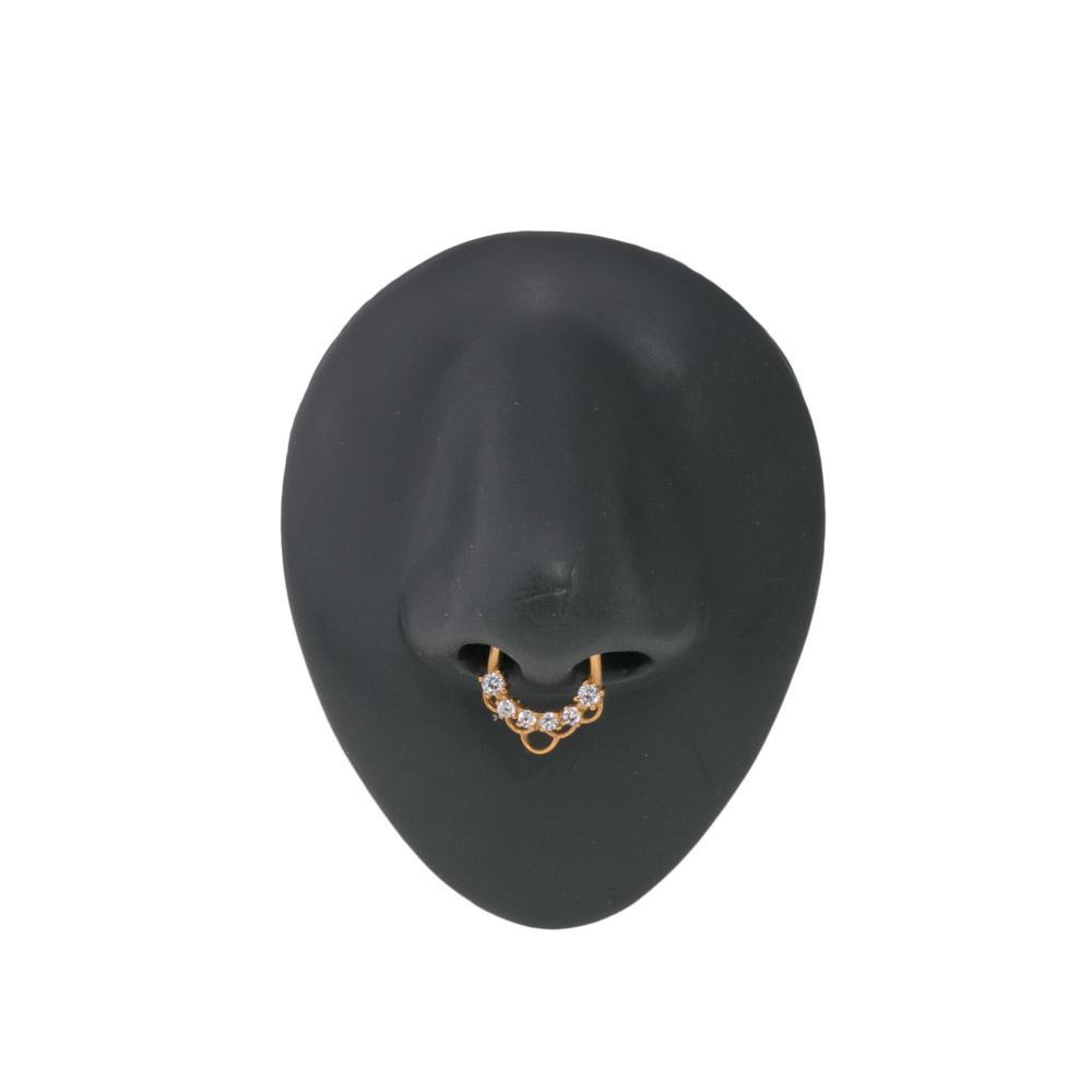 16g PVD Gold Coated Septum Clicker with Crystals and Fish Scale Pattern — Price Per 1