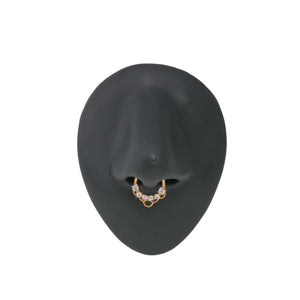 16g PVD Gold Coated Septum Clicker with Crystals and Fish Scale Pattern — Price Per 1