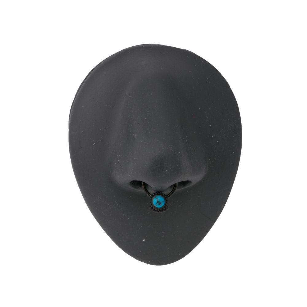 16g Black PVD Septum Clicker with Turquoise Stone — Price Per 1