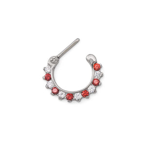 16g Red and White Peppermint Crystal-Laced Septum Clicker