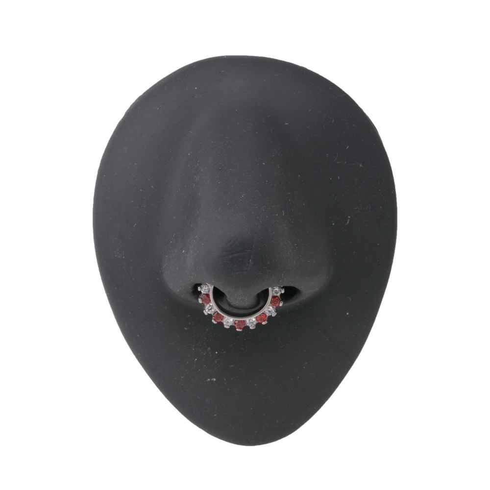 16g Red and White Peppermint Crystal-Laced Septum Clicker