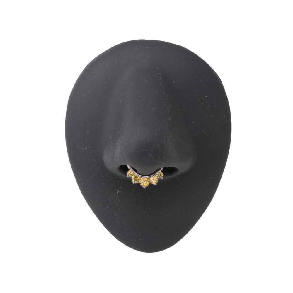 16g Steel Septum Clicker with Five Colored Crystals — Price Per 1