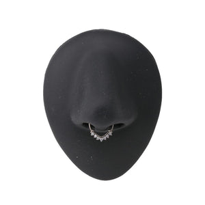 16g Steel Septum Clicker — V-Shaped Ring with Crystals — Price Per 1