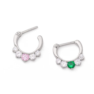 16g Steel Septum Clicker with Crystals and Colored Jewel — Price Per 1