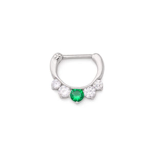 16g Steel Septum Clicker with Crystals and Colored Jewel — Price Per 1