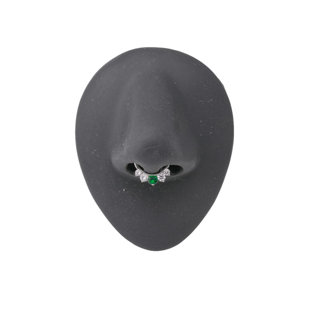 16g Steel Septum Clicker with Crystals and Colored Jewel — Price Per 1