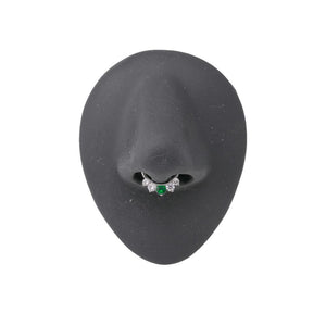 16g Steel Septum Clicker with Crystals and Colored Jewel — Price Per 1