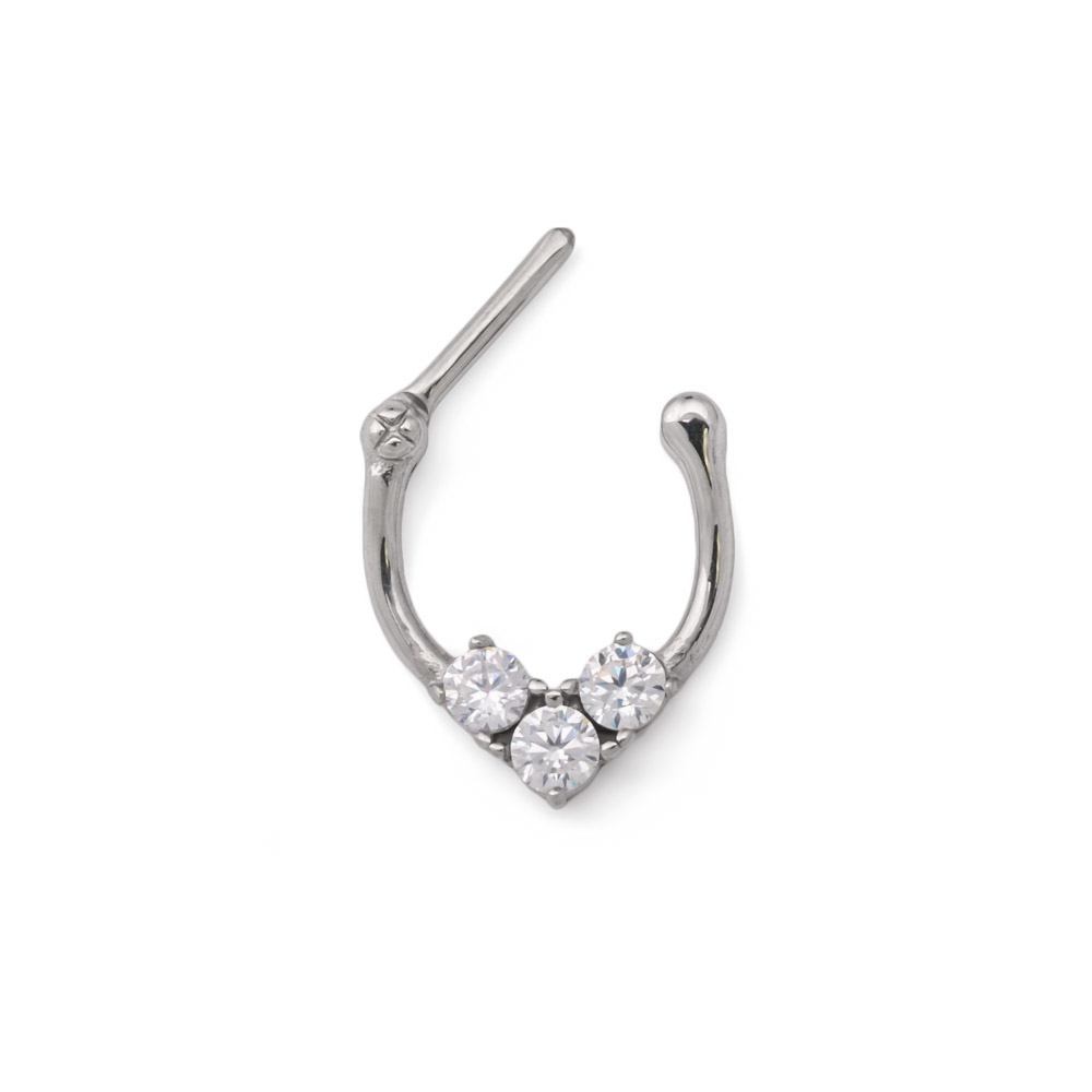 16g Steel Septum Clicker — Trinity Crystal Ring — Price Per 1
