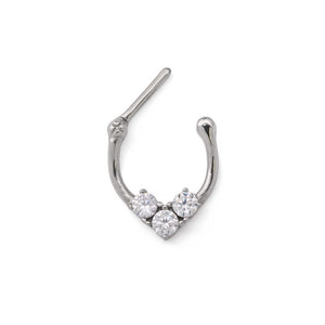 16g Steel Septum Clicker — Trinity Crystal Ring — Price Per 1