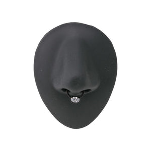 16g Black PVD Steel Septum Clicker with Oval-Shaped Crystal — Price Per 1