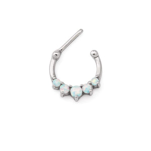 16g Steel Septum Clicker with Five Opals — Price Per 1