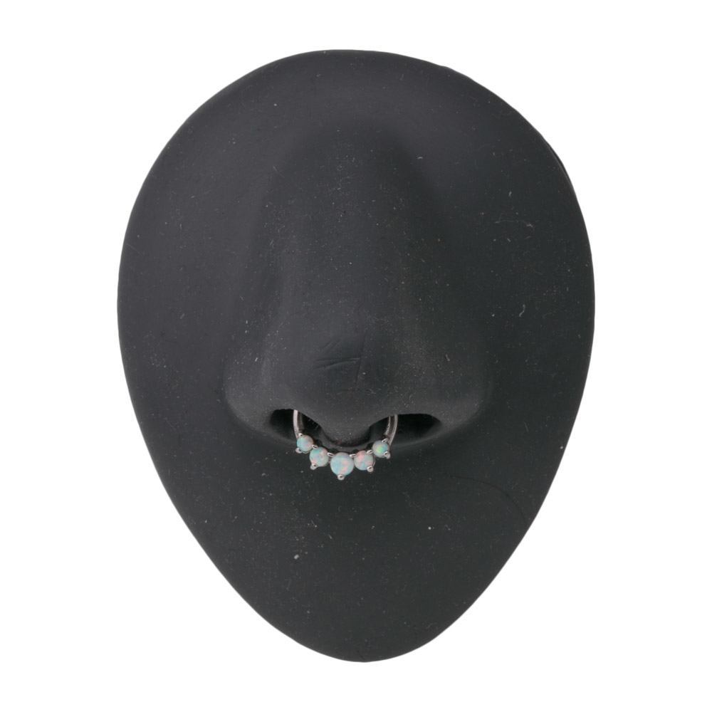 16g Steel Septum Clicker with Five Opals — Price Per 1