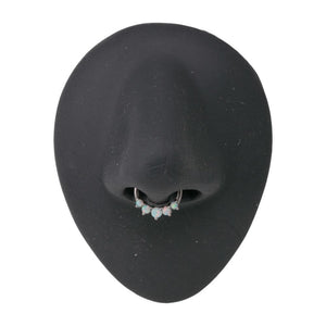 16g Steel Septum Clicker with Five Opals — Price Per 1
