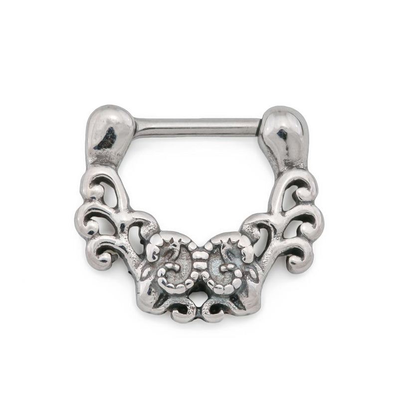 16g Antique Filigree Steel Septum Clicker