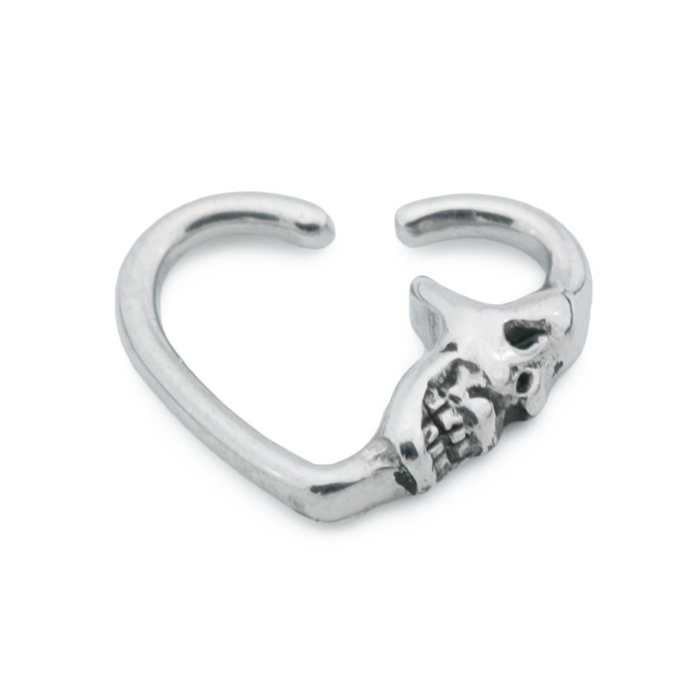 16g Grinning Skull Heart Bendable Ear Jewelry