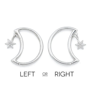 16g Winter Crescent Moon Bendable Ear Jewelry with Snowflake Dangle — Price Per 1