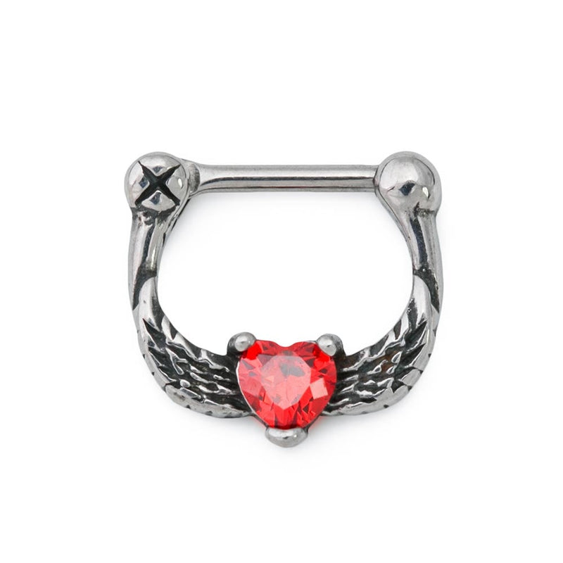 16g Hawk Wings Heart Steel Septum Clicker